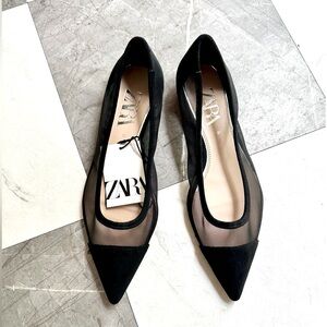 Zara Mesh Pointed Toe Flats
